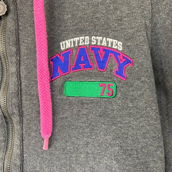 High End USN US NAVY Gray & Pink Champion Hoodie MINTY Women’s L - Picture 3 of 7